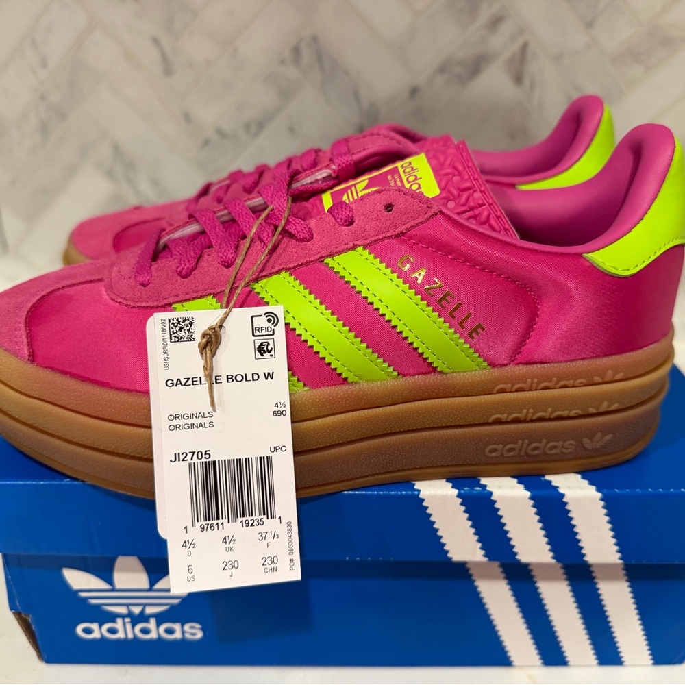 adidas Gazelle Bold W Pink/Green Women's Sneakers 6W